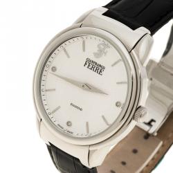 Pre Owned Gianfranco Ferre White Stainless Steel Men's Wristwatch 40MM