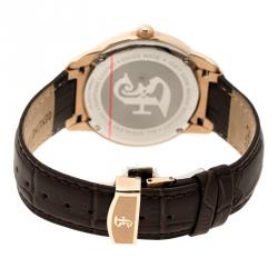 Pre Owned Gianfranco Ferre White Rose Gold-Plated Steel Men's Wristwatch 40MM