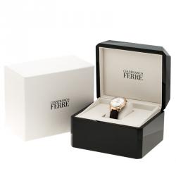 Pre Owned Gianfranco Ferre White Rose Gold-Plated Steel Men's Wristwatch 40MM