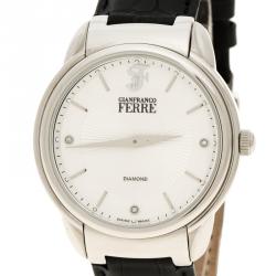 Pre Owned Gianfranco Ferre White Stainless Steel Men's Wristwatch 40MM