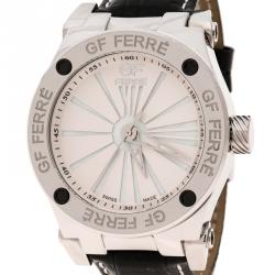 Pre Owned Gianfranco Ferre White  Mother of Pearl Stainless Steel GFss7397.1.2 Men's Wristwatch 46 mm