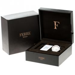 Pre Owned Gianfranco Ferre White  Mother of Pearl Stainless Steel GFss7397.1.2 Men's Wristwatch 46 mm