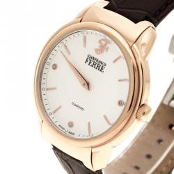 Gianfranco Ferre White Dial Rose Gold Plated Steel Men's Wristwatch 40 mm