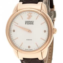 Gianfranco Ferre White Dial Rose Gold Plated Steel Men's Wristwatch 40 mm