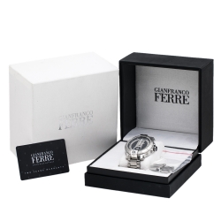 Pre Owned Gianfranco Ferre Black Stainless Steel Diamond Collection Men's Wristwatch 46 mm