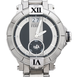 Pre Owned Gianfranco Ferre Black Stainless Steel Diamond Collection Men's Wristwatch 46 mm