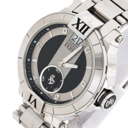 Pre Owned Gianfranco Ferre Black Stainless Steel Diamond Collection Men's Wristwatch 46 mm