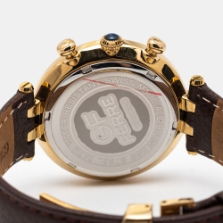 GF Ferre Silver Gold Plated Stainless Steel Leather GFBR6215 Men's Wristwatch 42 mm 