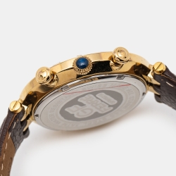 GF Ferre Silver Gold Plated Stainless Steel Leather GFBR6215 Men's Wristwatch 42 mm 