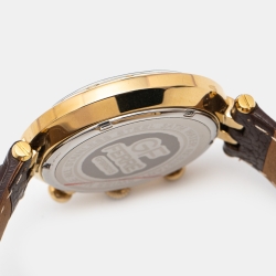 GF Ferre Silver Gold Plated Stainless Steel Leather GFBR6215 Men's Wristwatch 42 mm 