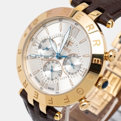 GF Ferre Silver Gold Plated Stainless Steel Leather GFBR6215 Men's Wristwatch 42 mm 