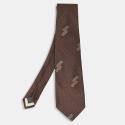 Brown Jacquard Silk