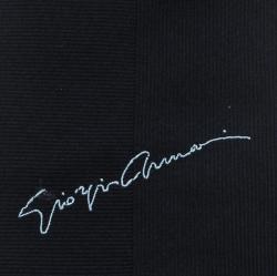 Pre Owned Giorgio Armani Navy Blue Textured Silk Signature Detail Traditional Tie