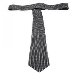 Pre Owned Giorgio Armani Grey Polka Dotted Silk Jacquard Tie