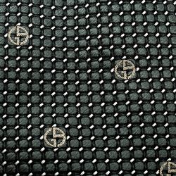 Pre Owned Giorgio Armani Sage Green Logo Pattern Embossed Jacquard Silk Tie