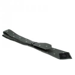 Pre Owned Giorgio Armani Sage Green Logo Pattern Embossed Jacquard Silk Tie