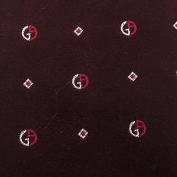 Pre Owned Giorgio Armani Burgundy Contrast Logo Embroidered Silk Tie