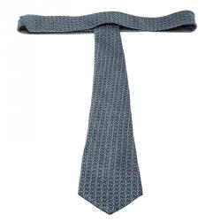 Pre Owned Giorgio Armani Blue Square Net Effect Silk Jacquard Tie