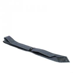 Pre Owned Giorgio Armani Blue Square Net Effect Silk Jacquard Tie