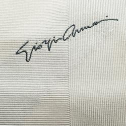 Pre Owned Giorgio Armani Grey Textured Signature Detail Silk Tie