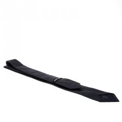 Pre Owned Giorgio Armani Navy Blue Textured Silk Signature Detail Traditional Tie