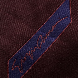 Pre Owned Giorgio Armani Garnet Red Signature Logo Detail Silk Tie