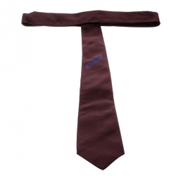 Pre Owned Giorgio Armani Garnet Red Signature Logo Detail Silk Tie