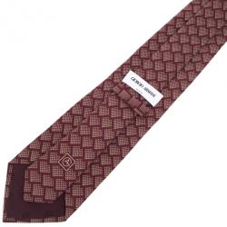 Pre Owned Giorgio Armani Maroon Silk Tie