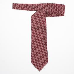 Pre Owned Giorgio Armani Red Wave Print Silk Tie