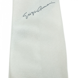 Pre Owned Giorgio Armani Grey Textured Signature Detail Silk Tie