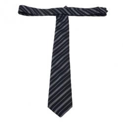 Pre Owned Giorgio Armani Black and Blue Zig Zag Print Silk Tie