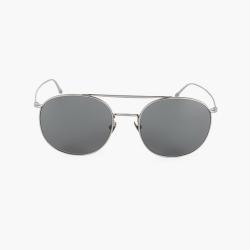 Giorgio Armani Silver Pilot Round Sunglasses