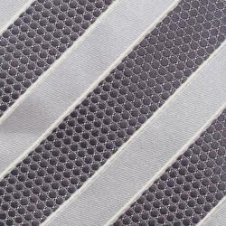 Pre Owned Giorgio Armani Grey Striped Silk Tie