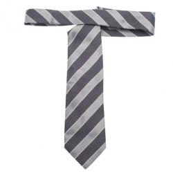 Pre Owned Giorgio Armani Grey Striped Silk Tie