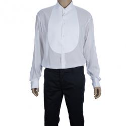 Pre Owned Giorgio Armani Camicia Da Sera White Cotton Tuxedo Men's Shirt EU58