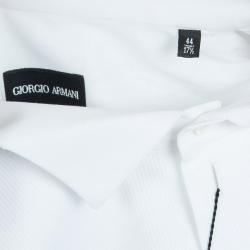 Pre Owned Giorgio Armani Camicia Da Sera White Cotton Tuxedo Men's Shirt EU58