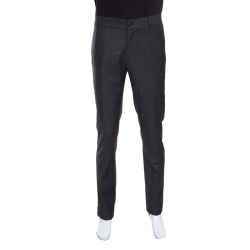 Giorgio Armani Grey Wool Elasticized Waist Tailored Trousers XL