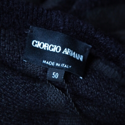 Giorgio Armani Dark Grey Diamond Patterned Wool Crew Neck Sweater L