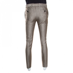 Pre Owned Giorgio Armani Brown Wool Blend Tailored Trousers S