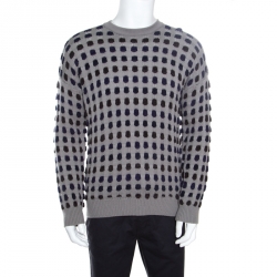 Giorgio Armani Grey Textured Dotted Sweater XL