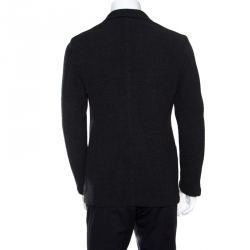 Giorgio Armani Dark Grey Textured Wool Double Breasted Jacket L