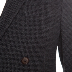 Giorgio Armani Dark Grey Textured Wool Double Breasted Jacket L