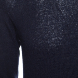 Pre Owned Giorgio Armani Navy Blue Cashmere and Silk Knit High Neck Sweater M