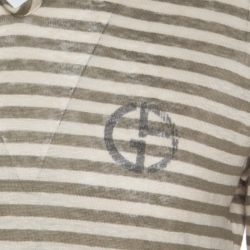 Giorgio Armani Sage Green Linen Striped Jersey Polo T-Shirt 3XL