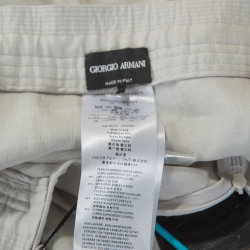 Pre Owned Giorgio Armani Pale Grey Linen Silk Blend Wide Leg Pants M