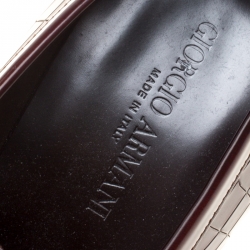 Giorgio Armani Maroon Croc Embossed Leather Penny Loafers Size 43.5