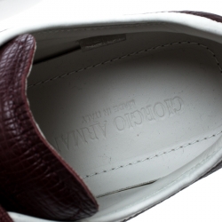 Pre Owned Giorgio Armani Burgundy Leather Sneakers Size 41
