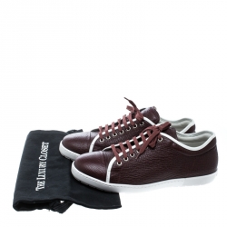 Pre Owned Giorgio Armani Burgundy Leather Sneakers Size 41