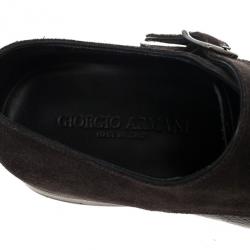 Giorgio Armani Monkstrap Suede & Leather Shoes Size 43.5
