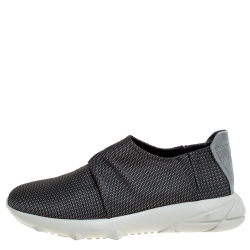 Pre Owned Giorgio Armani Grey Fabric and Suede Low Top Sneakers Size 43